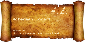 Ackerman Lóránt névjegykártya